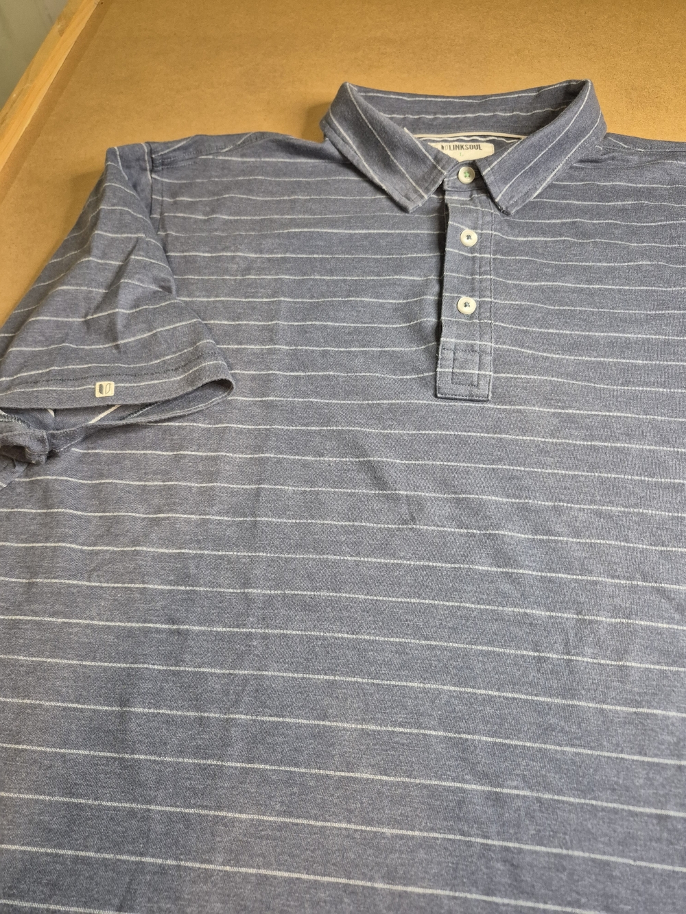 Linksoul Heathered Blue Horizontal-Stripe Men’s Polo